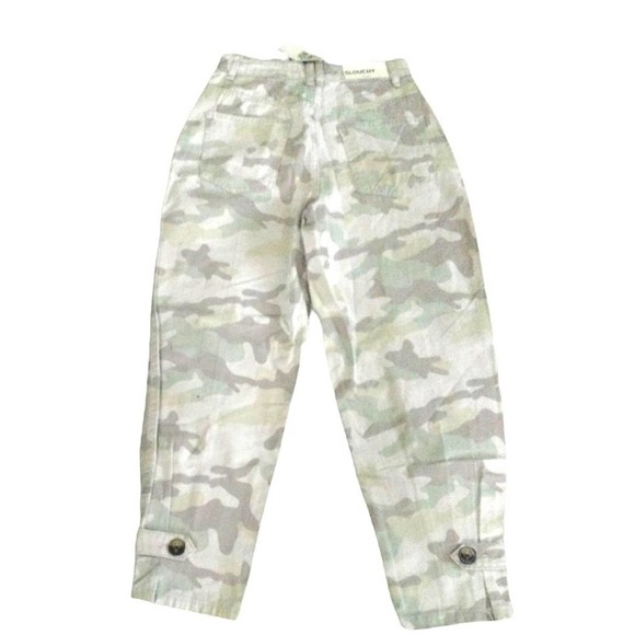 Bershka Womens Slouchy Cargo Pants Ankle High Camouflage Size 36 - Picture 1 of 9